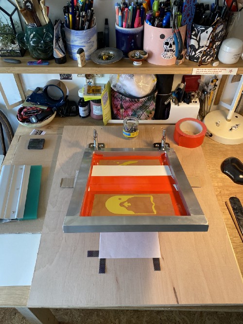 Léa’s screenprinting station